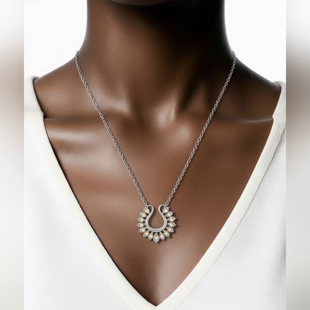 Lucky Brand Silver-Tone Long Charm Necklace + Earrings